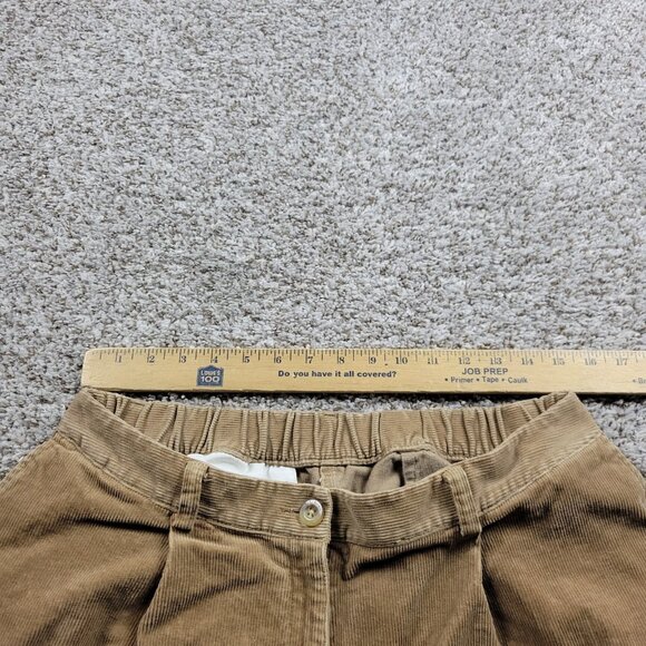 LL Bean Corduroy Pants Women's 14 M Tall Brown Curvy Fit Pleated Trousers - Picture 2 of 9